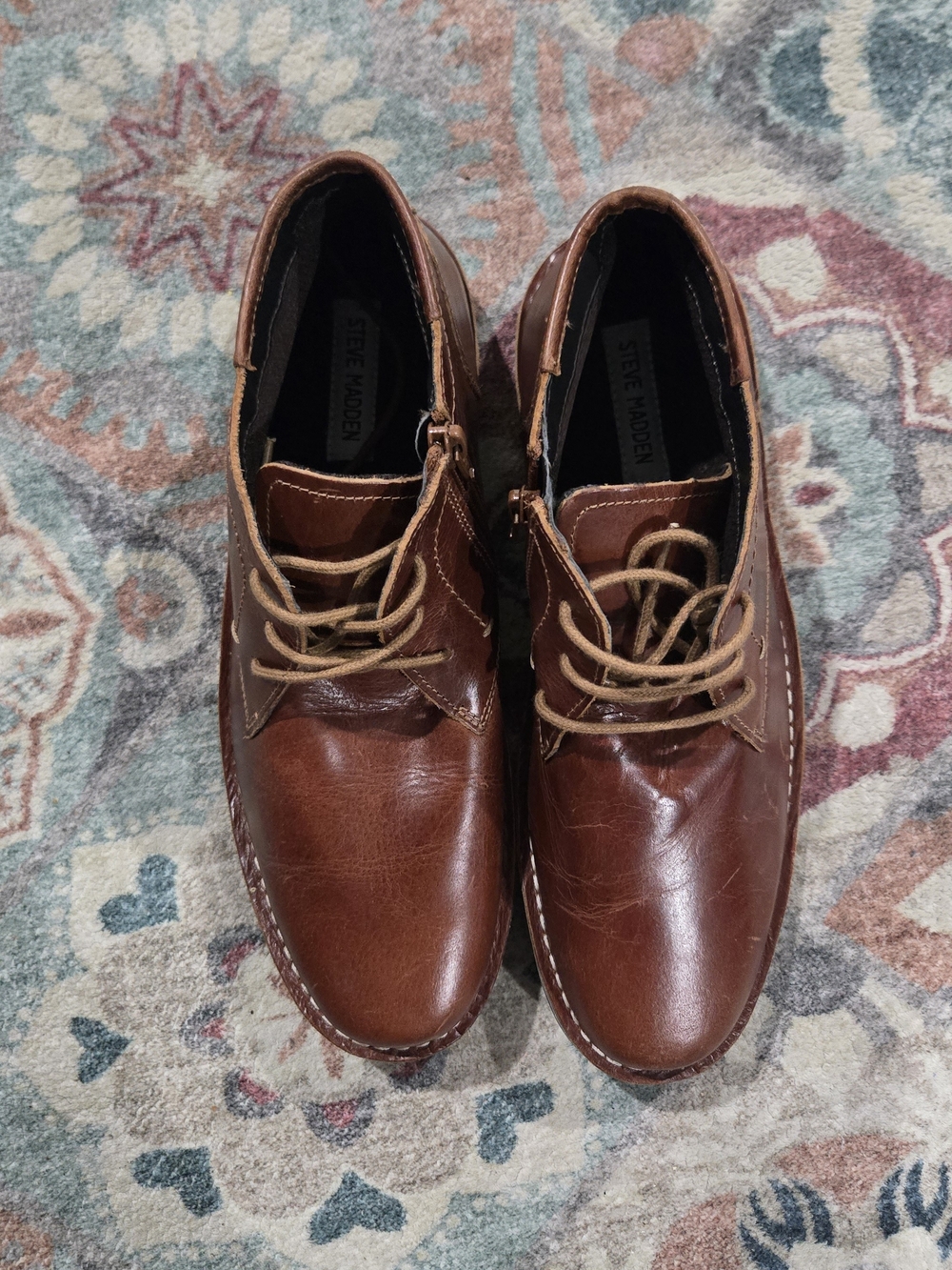 Steve Madden Men's 7 Leather Chukka Boots Brown - Picture 3 of 5